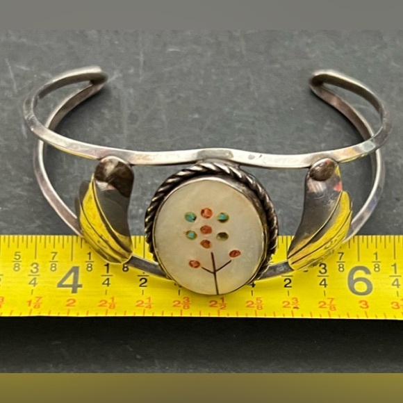 “Zuni” Cuff Sterling Silver/9.25 Bracelet 1970s Adjustable, Vintage Cuff - Picture 7 of 9